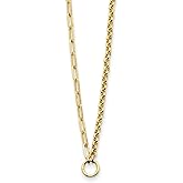 Auriga Fine Jewelry 14K Yellow Gold Polished Rolo Paperclip Lariat Link Chain Necklace 16" to 20"