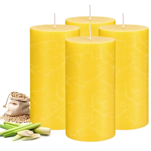 4 Pack Citronella Candles Outdoors, 200 Hours Large Citronella Candles Outdoor Long Burning - Dripless, Smokeless, Soy Wax Scented Candles for Camping, Outside, Garden, Backyard, Balcony