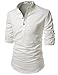 NEARKIN (NKNKN350) Beloved Men Henley Neck Long Sleeve Daily Look Linen Shirts IVORY US S(Tag size S)