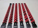 RED 6pc MOUNTABLE ABS SOCKET RAILS 1/4