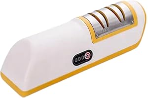 Electric Knife Sharpener – 2-Stage, Portable Kitchen Sharpening Tool for Everyday Home Use (Yellow)