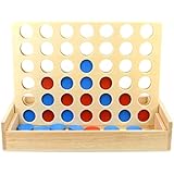 Arfun Wooden 4 in a Row Classic Family Toy, Line up 4 Game,Travel Board Games for Kids and Adults