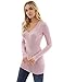 PattyBoutik Women V Neck Ribbed Tunic Knit Top (Pink Medium)