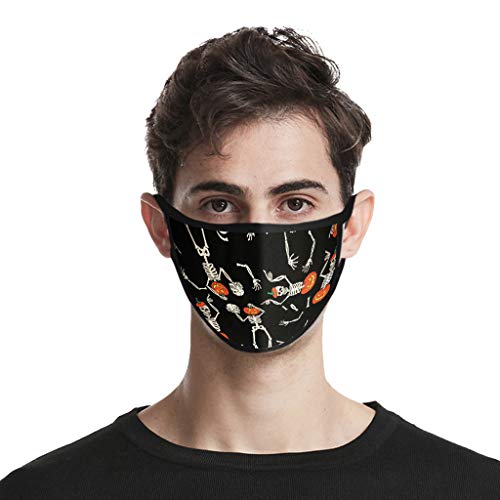 ThsiJJ 1/4/5 PC Face Covering Halloween Print Unisex Reusable Mouth Bandanas Neck Gaiter Windproof for Teen Men Women