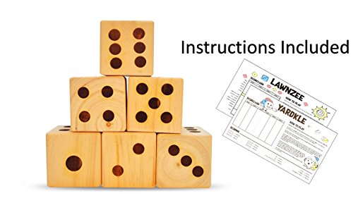 image for GSM Brands Giant Dice - Wooden Set for Yard & Lawn Games - Play BIG Ju