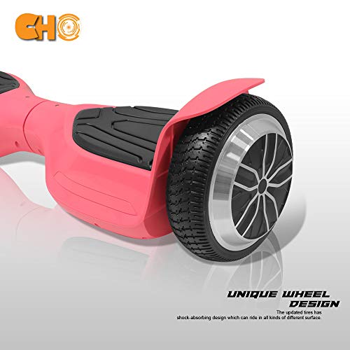 CHO 6.5" inch Wheels Electric Smart Self Balancing Scooter Hoverboard with Bluetooth Speaker LED Light - UL2272 Certified (Pink)