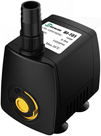 SONGJOY Submersible Water Fountain Pump 145 GPH 10W with 4.9ft Power Cord for Aquarium Fish Tank, Pond