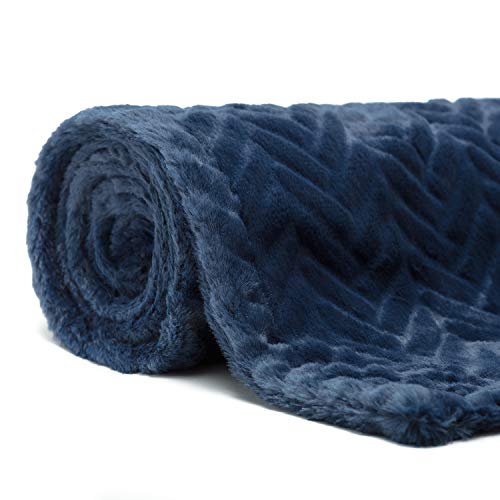 Chanasya Soft Faux Fur Embossed Throw Blanket Solid Color Fuzzy
