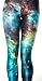 Jescakoo Women's Retro Green Galaxy Nephogram Printed Ankle Length Legging Tights Small