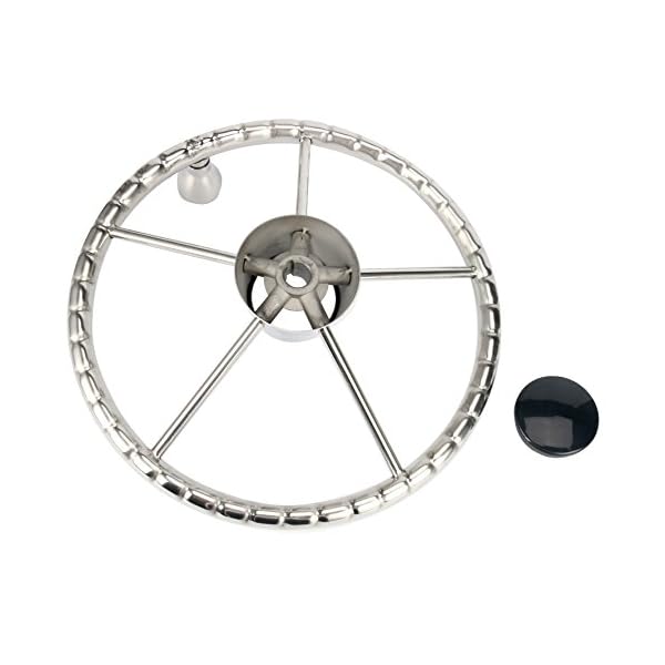 Amarine-made-5-spoke-13-12-Inch-Destroyer-Style-Stainless-Boat-Steering-Wheel-with-M-Size-Knob-9310SRF1