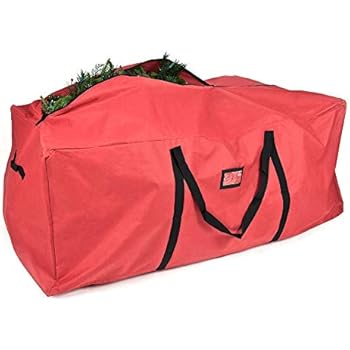 [Red Duffle Bag Tree Storage Bag] - X-Large 9 Foot Christmas Tree Storage Bag for Artificial Trees up to 9 Feet Tall - Durable 300 D Poly-Blend Fabric - ID Tag Holder | Santa's Bags