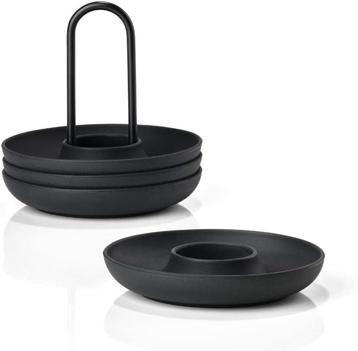Zone Denmark Singles Eierbecher aus Silikon und Metall, Set mit 4 Stück, schwarz