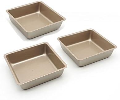Mini 4" Non-Stick Square Cake Pan Bakeware Cake Mold, Set of 3