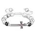 Exweup Baseball Cross 8mm Lava Beads Adjustable Bracelet Long Distance Couples Bracelet for Man