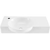 Chateau 30" Left Side Faucet Wall-Mount Ceramic Rectangular Bathroom Sink in Glossy White