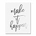 Make It Happen Silver Foil Decor Home Wall Art Print Inspirational Motivational Quote Metallic Poster 5 inches x 7 inches