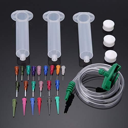 Dispense Needle - 3pcs 30cc Dispenser Solder Paste Adhesive Glue Syringe Mayitr + 22pcs 14ga-25/27ga Dispensing Needle Tip Kit + 1pc Pvc Tube 1m