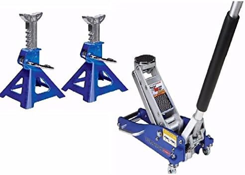 Combo 1.5 Ton Low Profile Rapid Compact Aluminum Floor Jack W/ (2) 3 Ton Stands