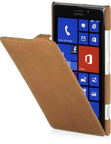 StilGut UltraSlim Leather Case Compatible with Nokia Lumia 925, Old Style Camel Brown