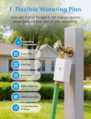 meross WiFi Water Hose Timer with WiFi Hub, Smart Sprinkler Valve with Brass Inlet & Outet, Work with Apple Homekit, Alexa & Google Assistant, Watering Timer for Lawn, Garden, Yard and Pool