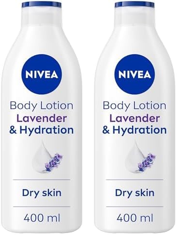 NIVEA Lavender Body Lotion (400ml), NIVEA Moisturiser for Dry Skin with Natural Origin Oils and Lavender Scent, NIVEA Body Lotion for Smoother Skin (Pack of 2)