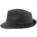 The Hat Depot Unisex Cotton Twill Herringbone Fedora Hat (L/XL, Black)