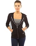 PattyBoutik Women's Hoodie Pocket Zip Up Jacket (Black S)