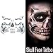 COKOHAPPY Day of the Dead, Skeleton Face Tattoo Sticker, 8 Sheets Sugar Skull, Red Roses Temporary Face Tattoo Halloween Makeup Kit for Women