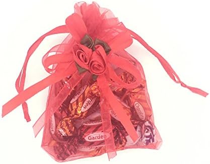 Ptulip Organza Bags 4 x 6 Inch Gift Bags Organza Drawstring Pouch Jewelry Party Wedding Favor Party Festival Gift Bags Candy Bags 20pcs (Rose-Red)