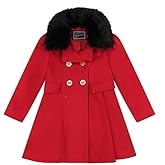 Rothschild Big Girls Princess Coat Removable Faux Fur Collar Red 7/8 S