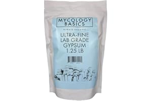 (1.0-20.0 lbs) Mycology Basics - Bulk Ultra-Fine Lab Grade Gypsum for Mushrooms, Food Grade, No Additives - Packaged in HEPA filtrated Enclosure for Sterility (1.25 lbs)