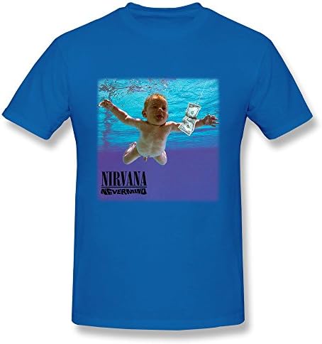 Jahei Custom Nirvana NeverMind T-Shirt For Adult Boys 100% Cotton RoyalBlue XL