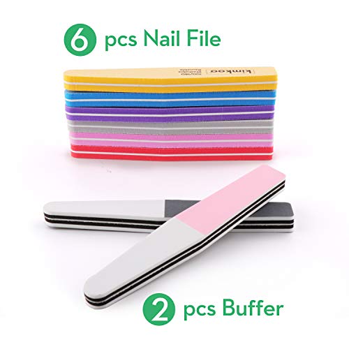 Nail Files and Buffers Set,Tapered Diamond Professional Manicure Tools Kit by Kimkoo, 180/100 Grit Emery Board Nail Files and 2 Sided Buffers block,Great For Natural Nails and Acrylic Nails