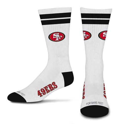 For Bare Feet NFL SAN FRANCISCO 49ERS White Stripes Crew Sock YOUTH
