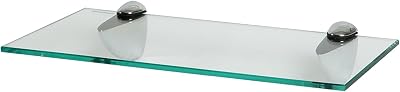 Harbour Housewares Floating Glass Wall Shelf 40cm Silver Brackets