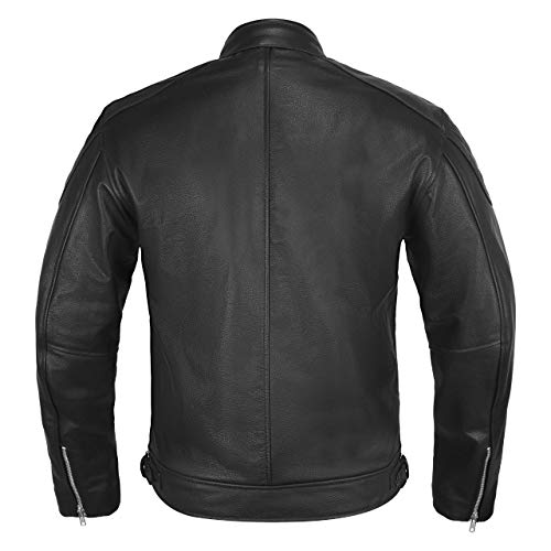 LEATHER ARMOR MOTORCYCLE JACKET FOR MEN BIKER CAFE RACER DUAL SPORTS