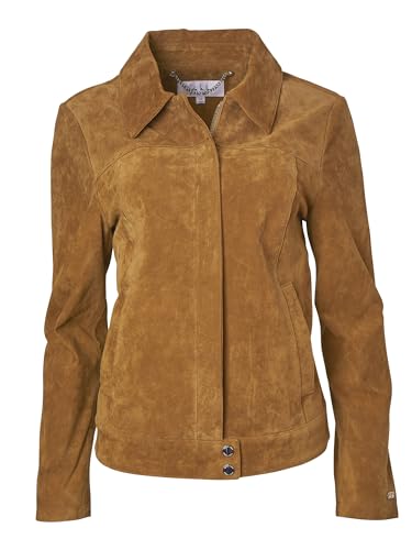 Nicole Miller Women's Genuine Leather Jacket With Zip-Front and Turn-Down Collar in Perforated Suede or Leather Sizes S–XL at Amazon