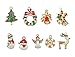 19pcs Mixed Christmas Charm Enamel Gold Toned Rhinestone Inlaying Pendant for DIY Jewelry Making Xmas Decorative Accessories by Alimitopia