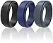 Silicone Wedding Rings 3 Pack Wedding Bands All Sizes for Active Men and Women, Fitness, Engineers, Sports, Weightlifting | Comfortable Fit, Skin Safe Soft Rubber Wedding Rings (Black, Blue, Gray, 8)