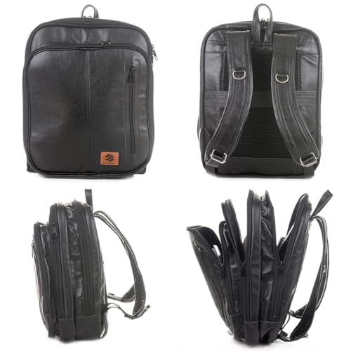 Mochila Couro Legítimo Natural Notebook Executiva Preto Masculina Premium Bisbel 44x33x18cm
