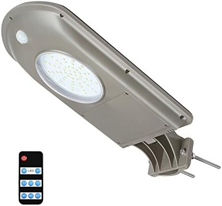 LED Solar Street Wall Light Outdoor Commercial Motion Sensor IP65 Waterproof Remote Controlled Dusk to Dawn Wall Pole Mount Night Area Security Lighting 500LM