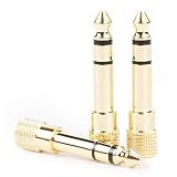 Postta 6.35mm (1/4 inch) to 3.5mm (1/8 inch) Stereo Audio Adapter Male to Female Gold Plated-3Pack