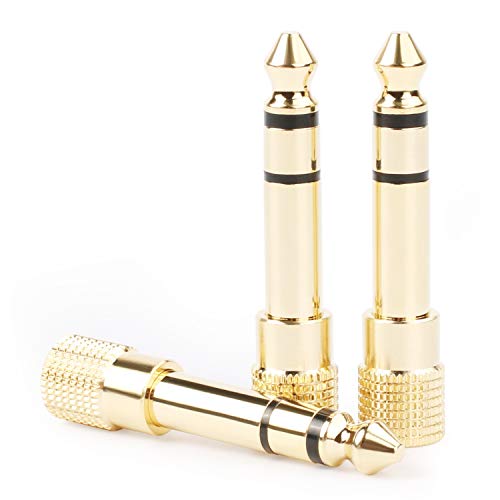 Postta 6.35mm (1/4 inch) to 3.5mm (1/8 inch) Stereo Audio Adapter Male to Female Gold Plated-3Pack