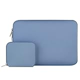 MOSISO Water Repellent Neoprene Laptop Sleeve Bag Cover Compatible 15-15.6 Inch MacBook Pro, Notebook Computer with Small Case, Serenity Blue