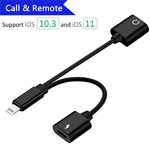 Lightning Adapter Headphone for iPhone 7/7Plus/8/X/10. Jack Audio Gender Adapter Connection Converter Lightning Ports Audio and Charging Adaptor Support Call+Music Control. Support iOS10.3/11 or up