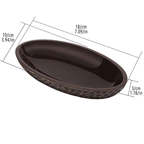 Emibele Jewelry Tray, Honeycomb Resin Jewelry Organizer for Ring, Earring, Necklace, Bracelet, Watches, Hairpin, Trinkets, Vanity, Desktop Decorative Bowl - Brown