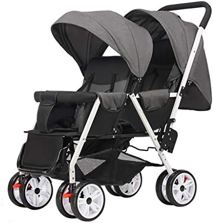 OCYE Double Stroller/Tandem Stroller/Double Stand Stroller/Side by Side Tandem Umbrella Stroller, Foldable Wide Sleeping Basket Multi-Range Adjustable Awning Oversized Basket