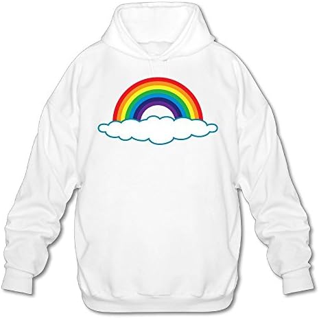 Iboqumin Rainbow Men's Hooded Sweatshirt L White