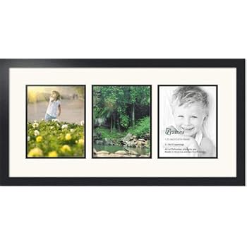 ArtToFrames Collage Photo Frame Double Mat with 3 - 8x10 Openings and Satin Black Frame