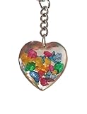 Colorful Love Heart Rainbow Natural Gemstones Resin Crystal Cover Pendant Charm Keychain Ring Gift Purse Bag